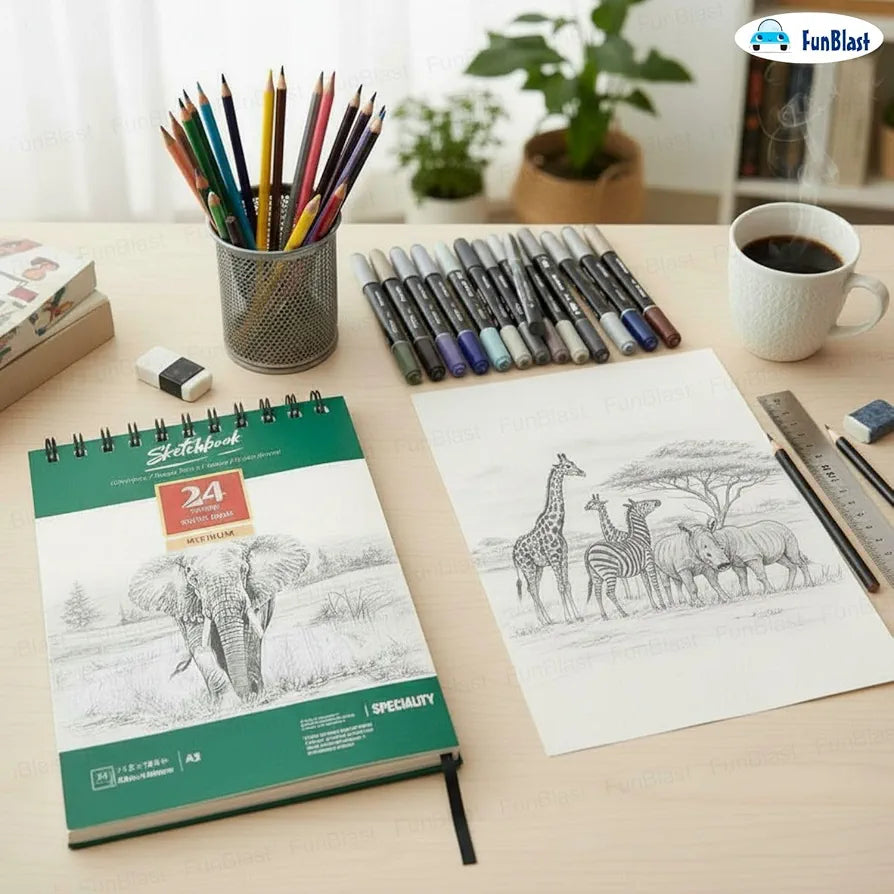A 3 Big Size High Quality Sketch Book With 24 Sheets