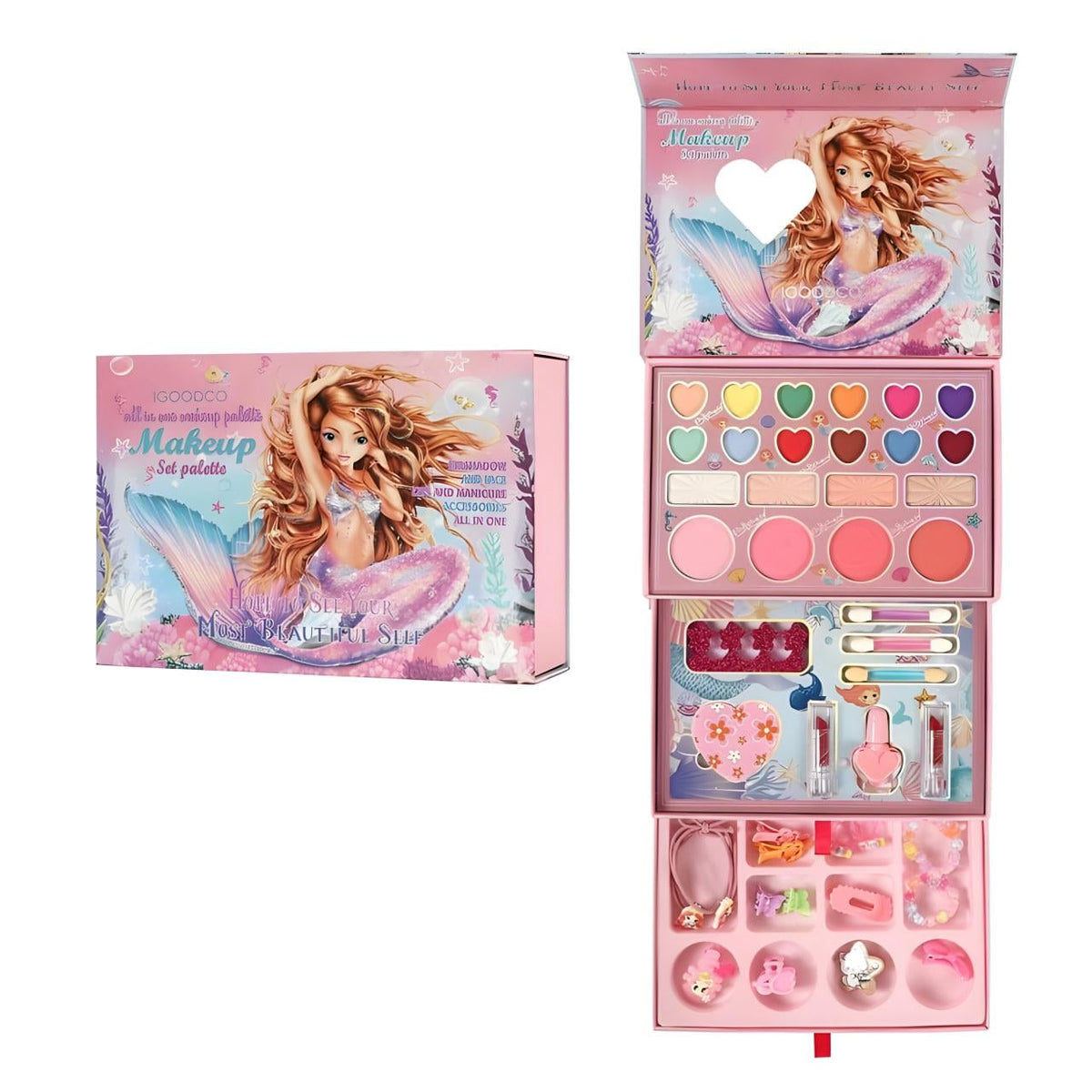 IGOODCO Fashion Beauty 3 Drawer Makeup Kit for Kids – 3-Tier Vanity Box