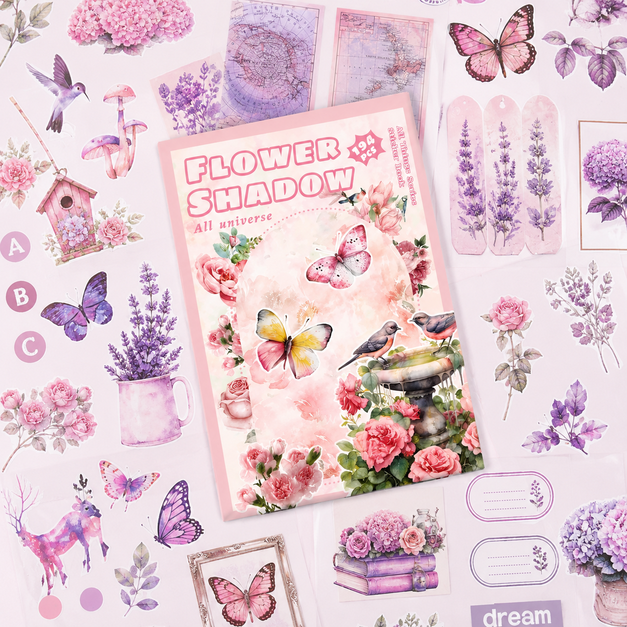Butterfly Floral Pink Sticker Book 20 Sheets