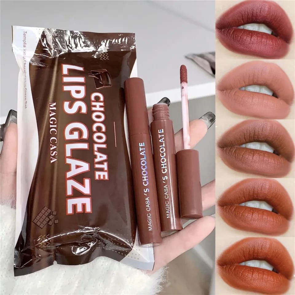 Magic Casa Chocolate-Scented Lip Glaze Set – 4-Piece Matte Collection