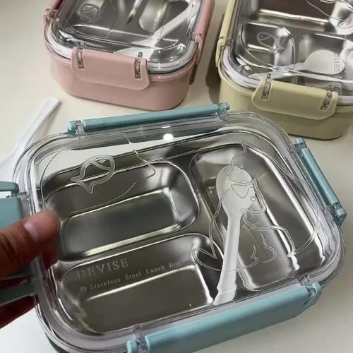 Elegent Stainless Steel 3-Compartment Kids Lunch Box