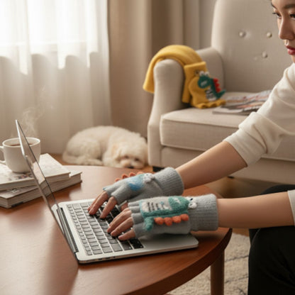 Dinosaur Flip Top Gloves For Kids