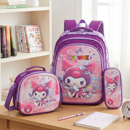 Kuromi 3 Pc School Bag With Lights