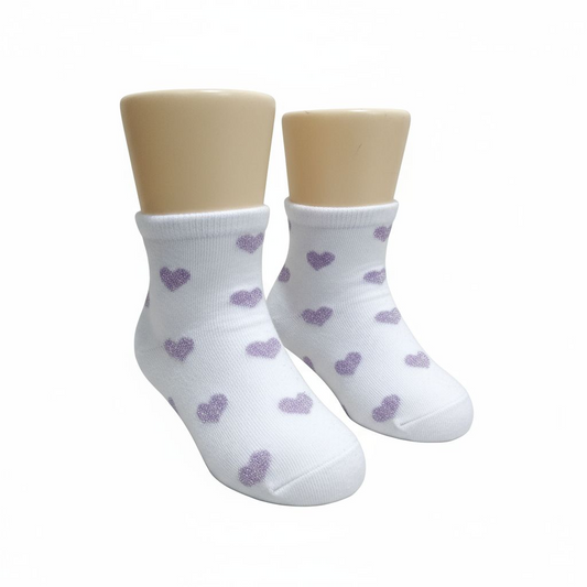 Purple Heart Glitter Baby Socks