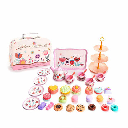 42-Piece Afternoon Tea Party Set – Durable Plastic Toy Set with Portable Case