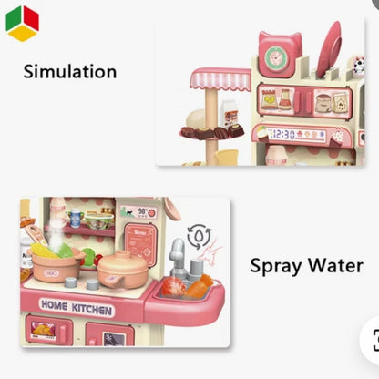 Home Kitchen Set With Real Smoke And Basin Water Tap