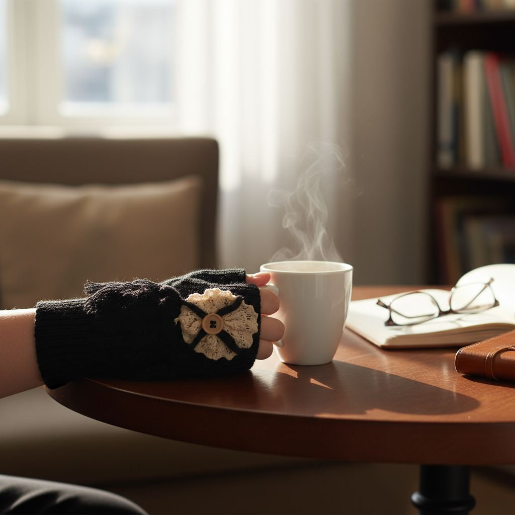 Stylish Fingerless Woolen Hand Warmers Gloves Pair