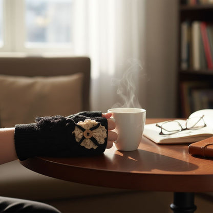 Stylish Fingerless Woolen Hand Warmers Gloves Pair