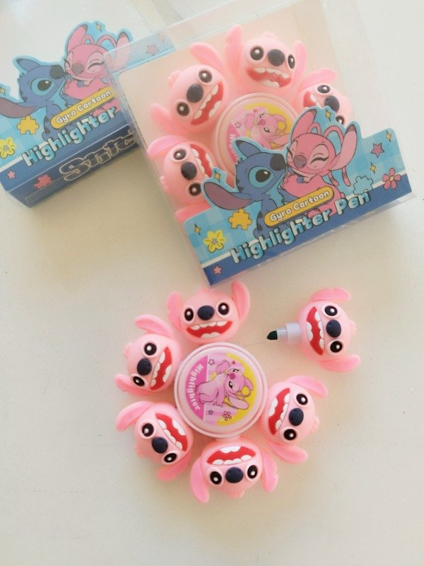 Premium Character Stitch Gyro Markers Highlighter Pen Set