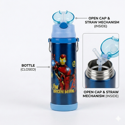 Iron Man Steel Water Bottle for Kids