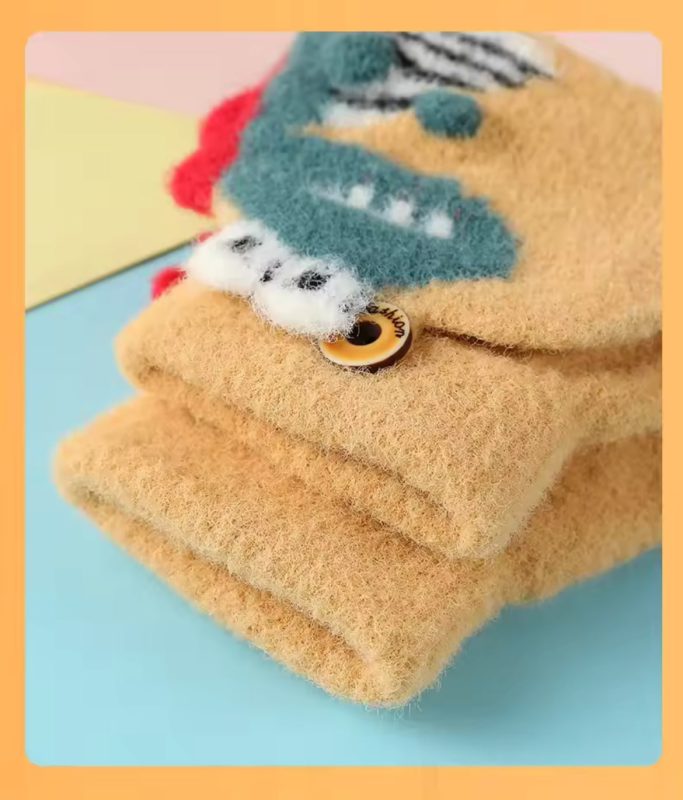 Dinosaur Flip Top Gloves For Kids