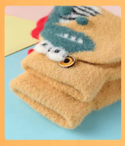 Dinosaur Flip Top Gloves For Kids