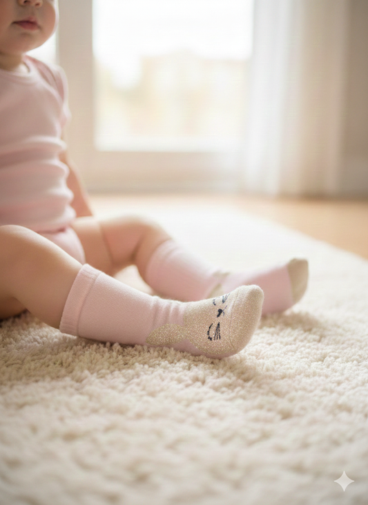 Pink Glittery Bunny Socks(1 To 3 Years)