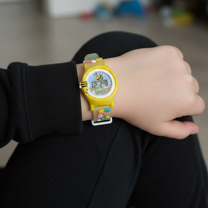 Revolving Bee Kids Digital Watch In Pink And Yellow