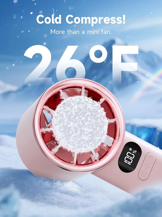 Premium Portable Turbo Handheld Fan with Cold Compress Technology