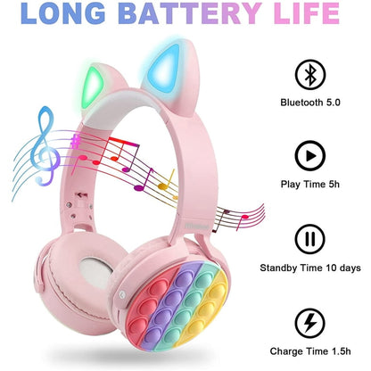 Cat Pop It Wireless Bluetooth Headphones