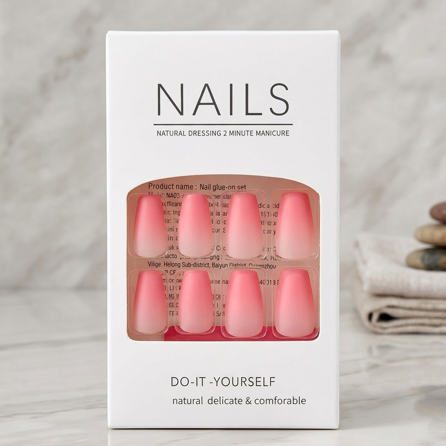 Matte Ombre Press-On Nails – Pink & White Gradient