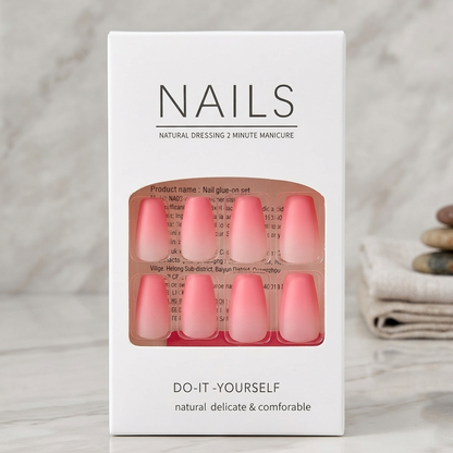 Matte Ombre Press-On Nails – Pink & White Gradient
