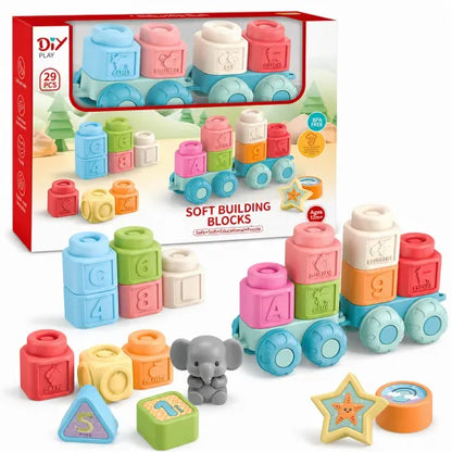 Soft Rubber Building Blocks for Kids – 29 Pieces