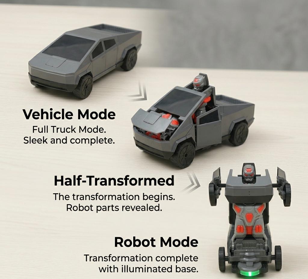 2-in-1 Tesla Cybertruck Inspired Transforming Robot Car