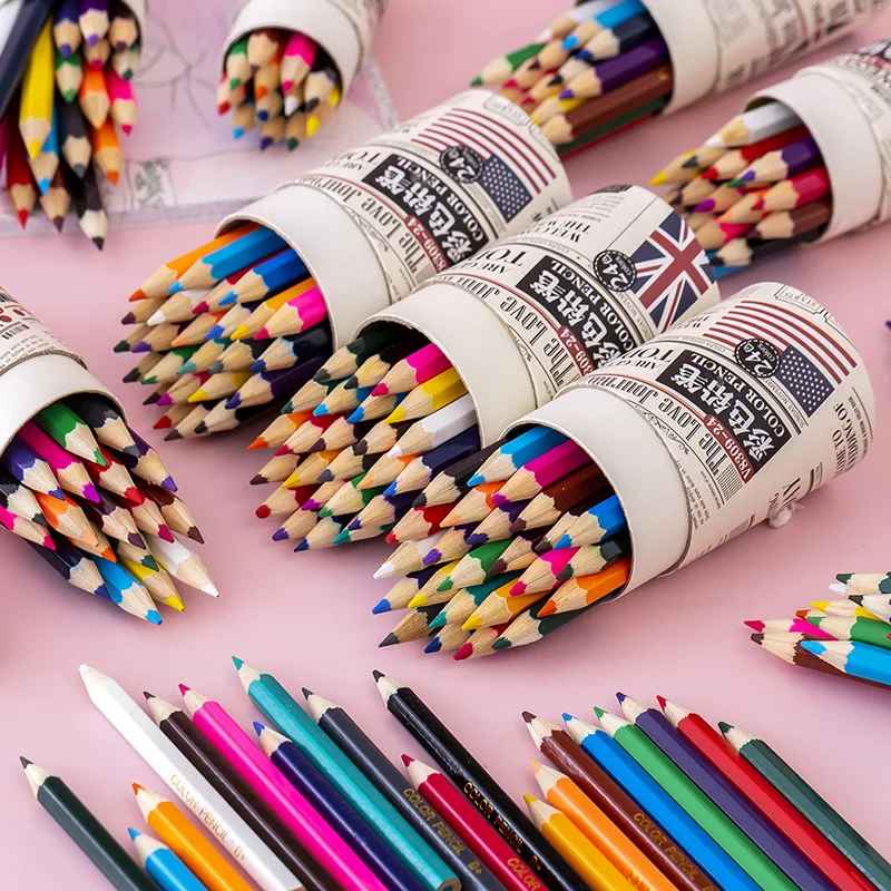 24-Piece Vintage-Style Mini Colour Pencil Set