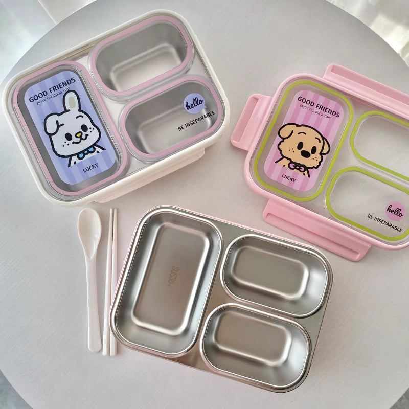 Good Friends Stainless Steel Kids Lunch Box with 3 Compartments