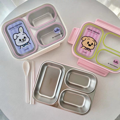Good Friends Stainless Steel Kids Lunch Box with 3 Compartments