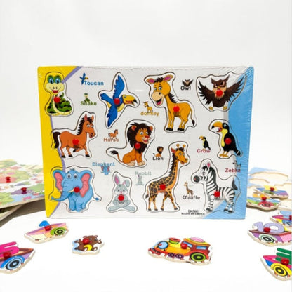 Animals Learning Wooden Puzzle Boards