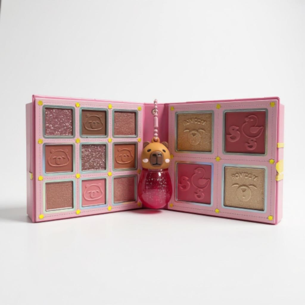 All-in-One Cute Cartoon Makeup Kit – Labubu, Lazy Bear & Hello Kitty