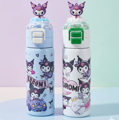 Kuromi 500ml Dual-Function Water Bottle – Premium 2-in-1 Insulated Sipper & Flask