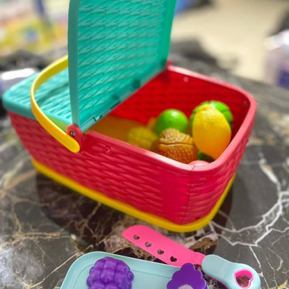 Kids Fruit Cutting Basket Toy – Pretend Play Set