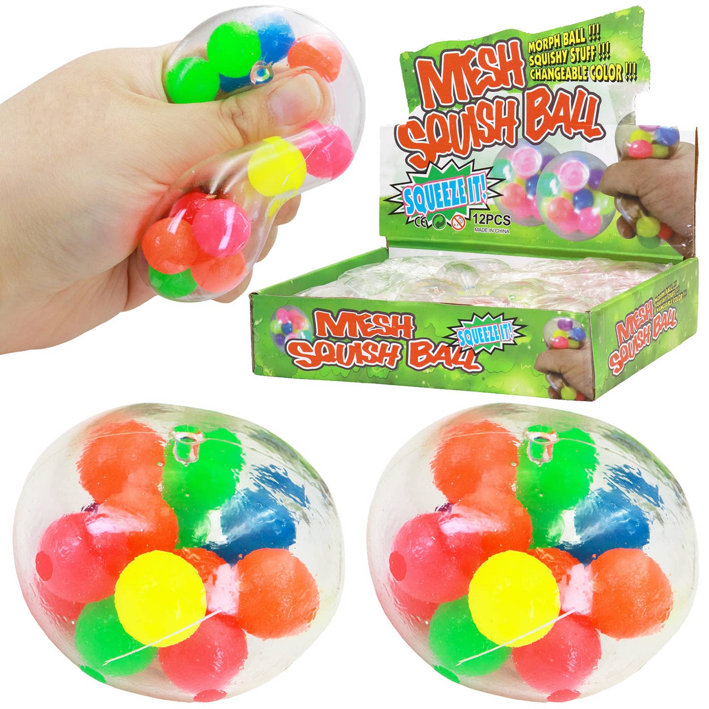 Mesh Squish Ball Fidget Toy – Stress Relief Squeeze Ball
