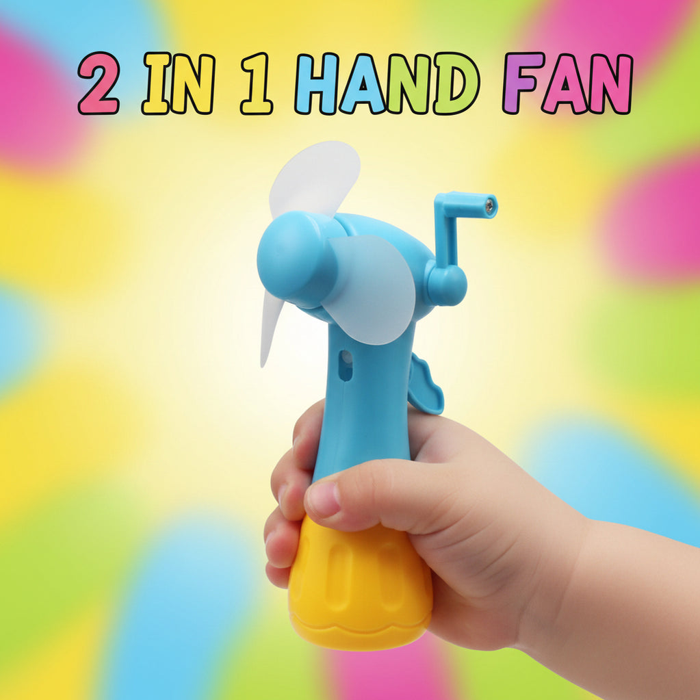 2-in-1 Manual Hand Fan With Water Spray