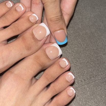 French Tip Toe Nails With Glue Stickers