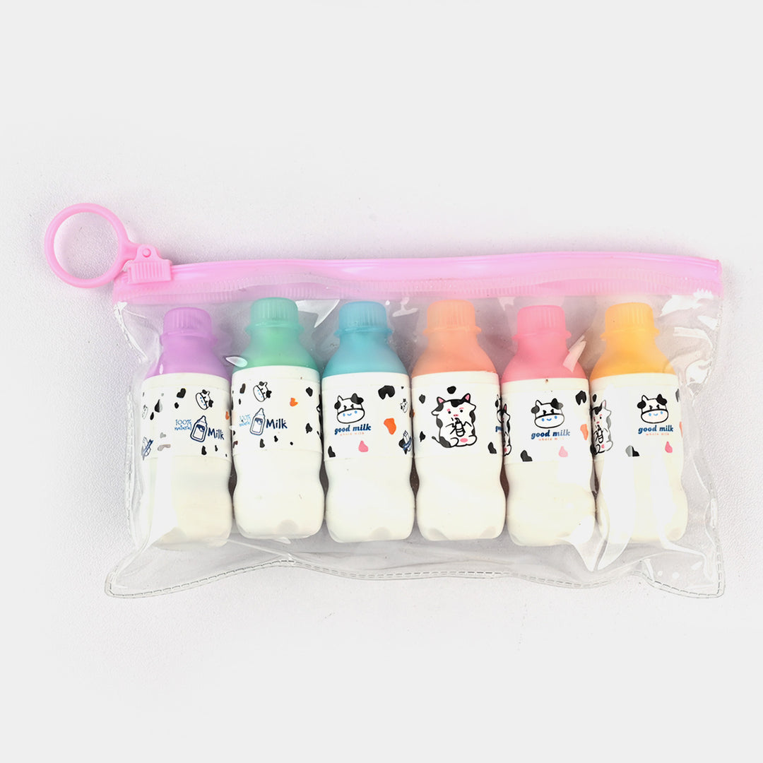 Milk Bottle Highlighters Set – Cute Mini Marker Pens for Kids