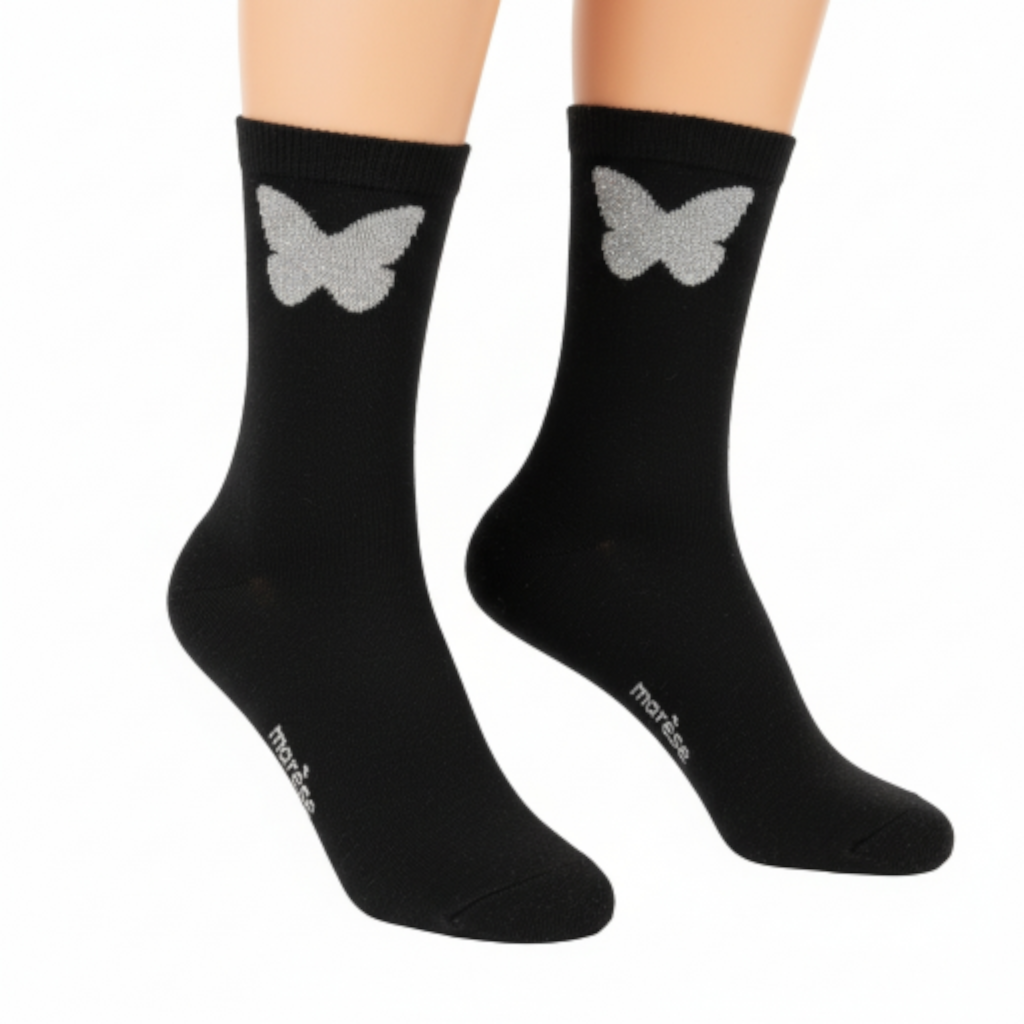 Glittery Butterfly Socks For Girls