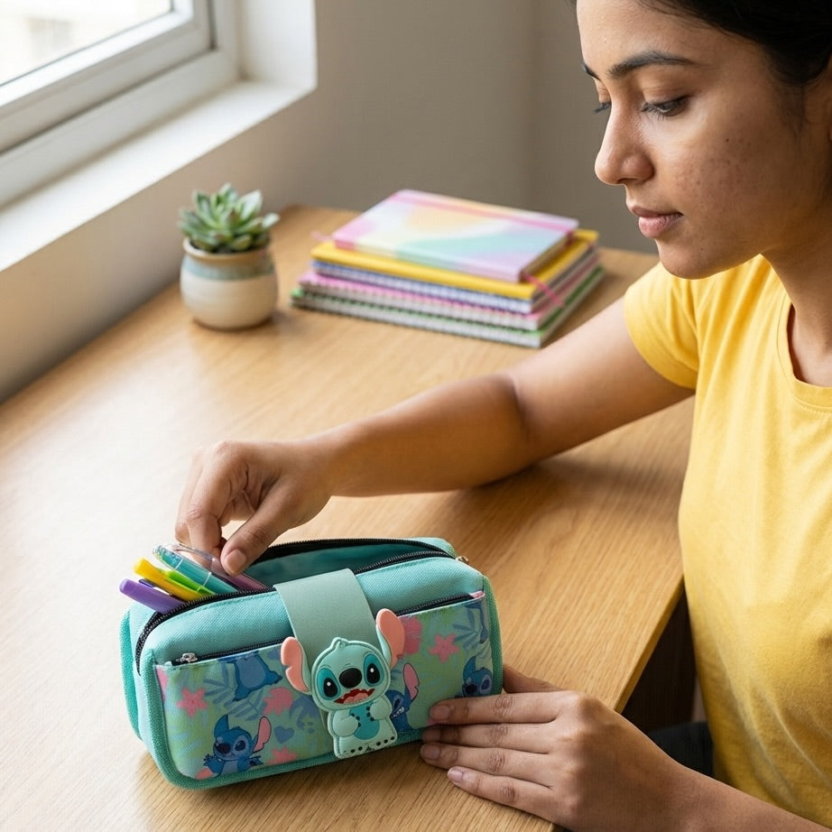 3D Lilo & Stitch Cute Cartoon Pencil Case – Multi-Layer Kids School Pouch