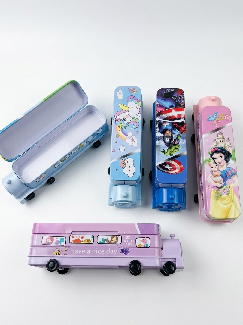 Train Pencil Box with Moveable Tyres