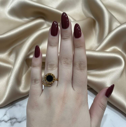 Roman Bavlgari Stainless Steel Ring With Stone