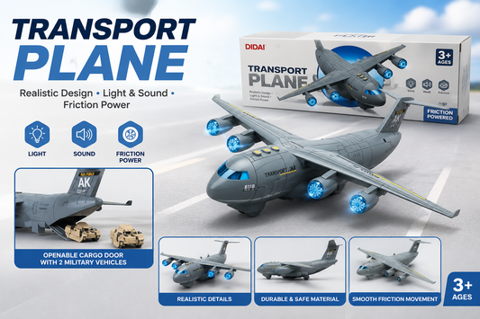 Military Transport Plane Toy for Kids – Light & Sound Army Aircraft
