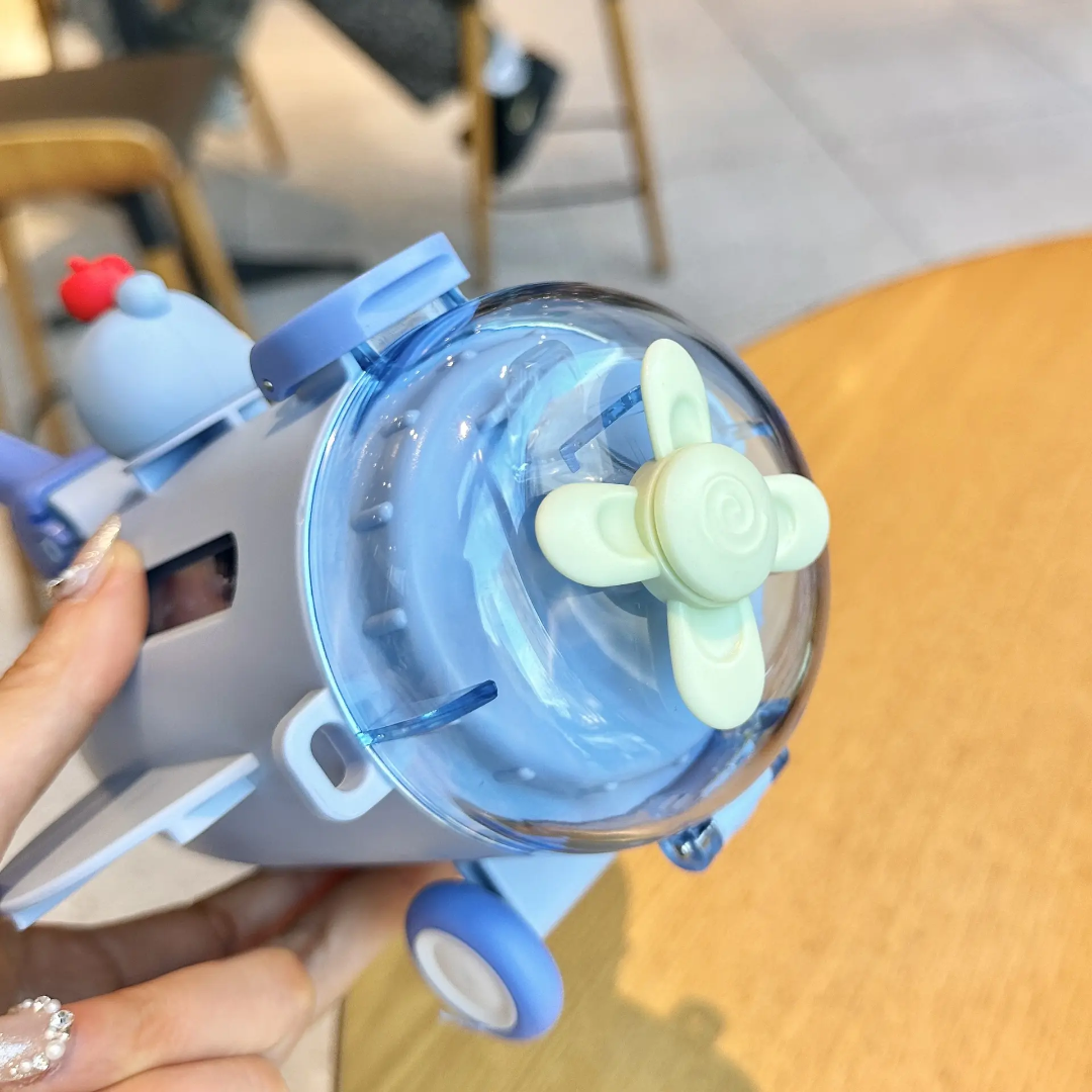 Cute Airplane Water Bottle with Pull-Rod & Wheels for Kids