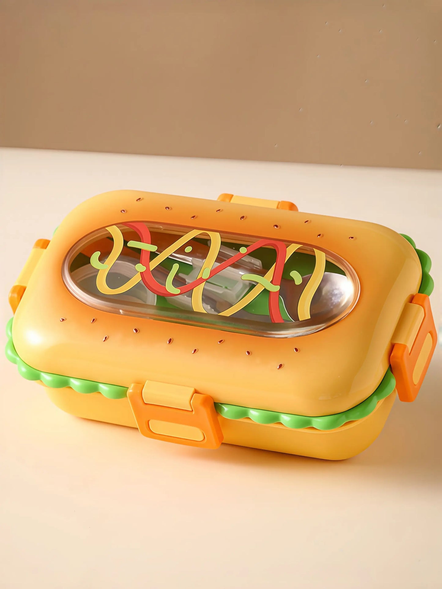 Burgers Bentos Lunchbox With Separate Spoon And Fork