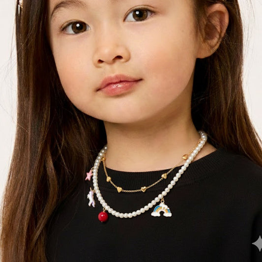 Kids Charms Unicorn Rainbow Double Chain Necklace