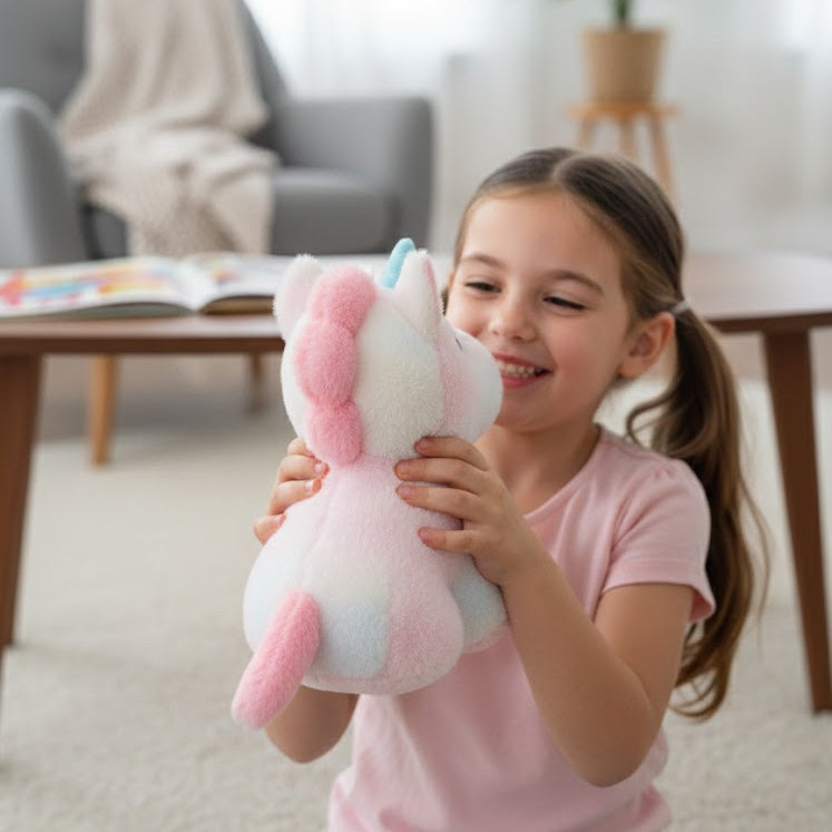 Unicorn Fur Stuff Toy with 3D Eyes | Soft Plush for Kids