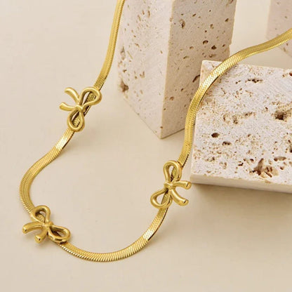 Triple Bow Stainless Steel Necklace