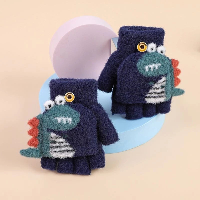 Dinosaur Flip Top Gloves For Kids