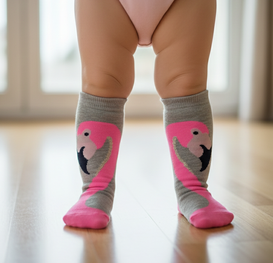 Pretty Pink Flamingo Toddler Socks (Ages 2–4 Years)