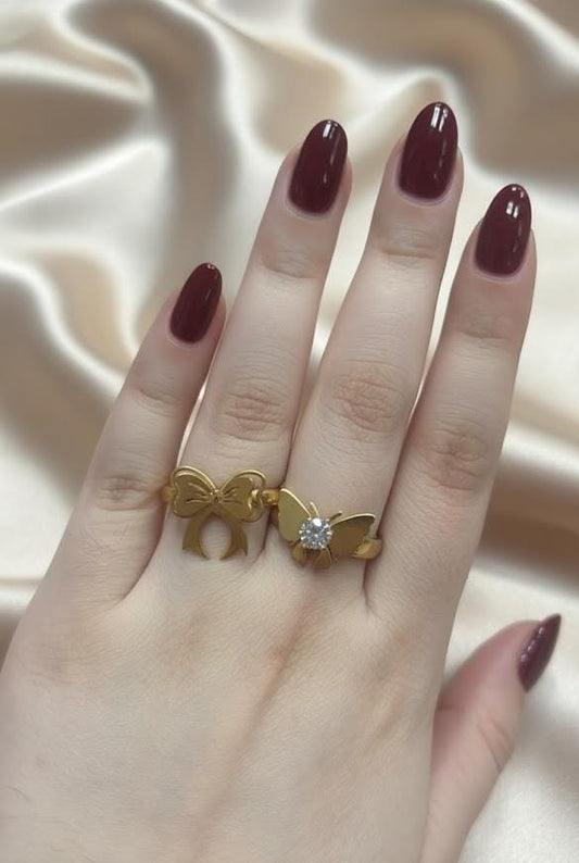 Golden Butterfly Stainless Steel Ring
