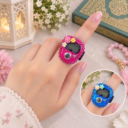 Bedazzled Digital Tasbih Finger Counter Ring