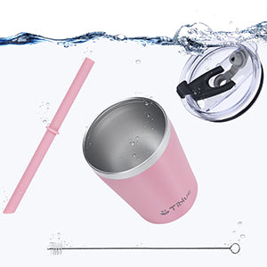 Tiblue Stainless Steel Tumbler Sipper Cup With Straw & Cleaner 8oz – Blue & Green (Pack Of 2)